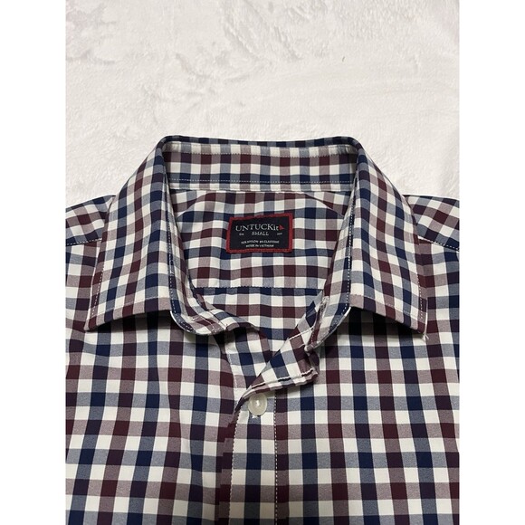 UNTUCKit Mens Small Button Up Long Sleeve Shirt Red/White/Blue - Picture 3 of 4